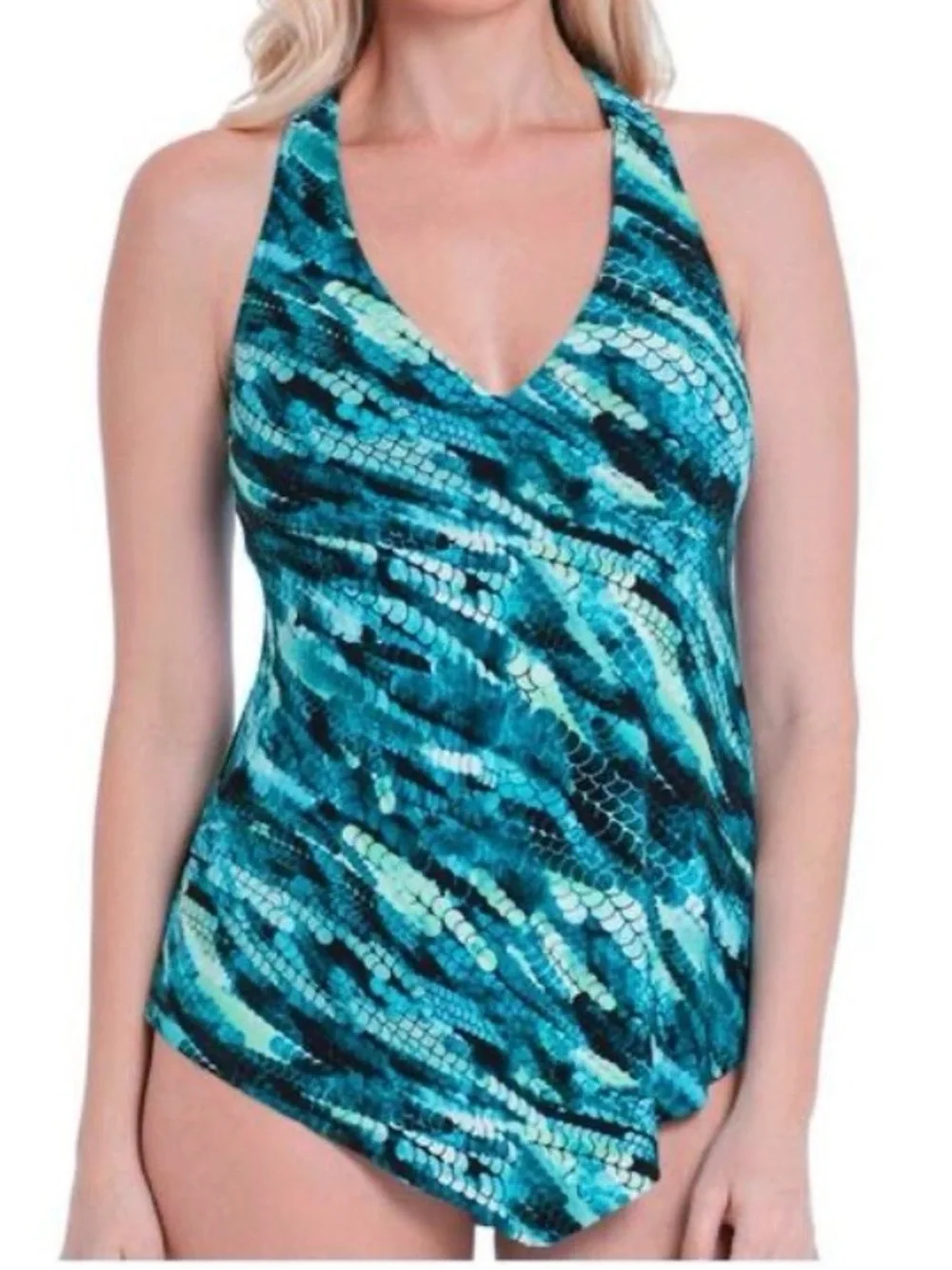 MAGICSUIT Taylor Racerback Underwire Tankini Top Blue Green New